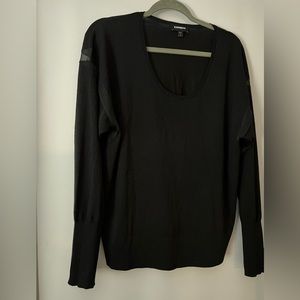 Express Long Sleeve Knitted Scoop Neck Top See Through Detail on Sleeve